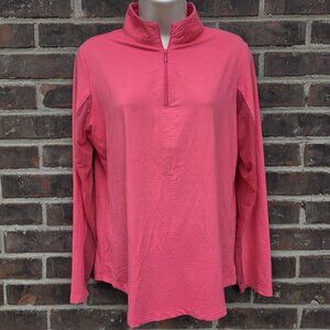 Ibkul Bright Pink Size Medium Pullover Jacket Shirt Quarter Zip Golf Tennis